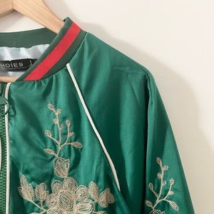 Satin embroidered bomber jacket